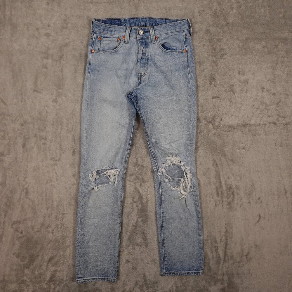 Levi's jeans 501 Original Fit straight men's 28x32 blue denim red tab distressed